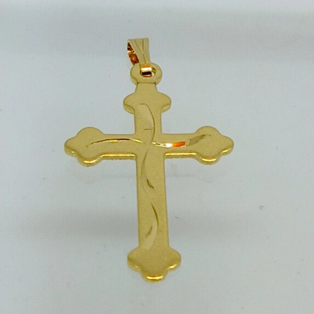 Karatbond Vintage Gold Y2K Diamond Cut Cross Necklace Pendant Made USA NOS New